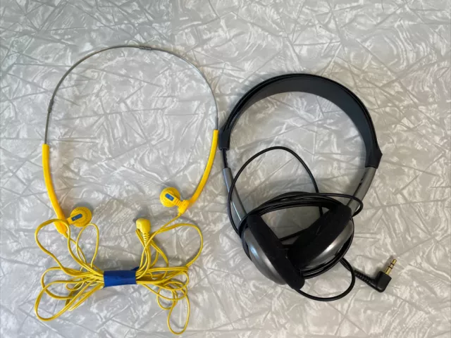 2 pair standard Radio Shack Lightweight Headphones. in ear & padded. Tested.