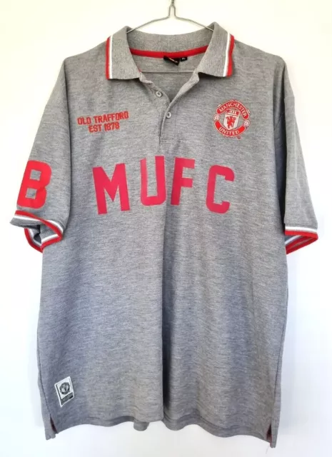 Manchester United Official Merch Grey Polo Shirt Soccer Football