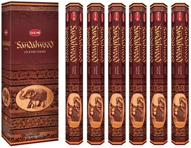 Incense Sandalwood 120 Sticks in a Six Pack.  Brand Hand Rolled in India.