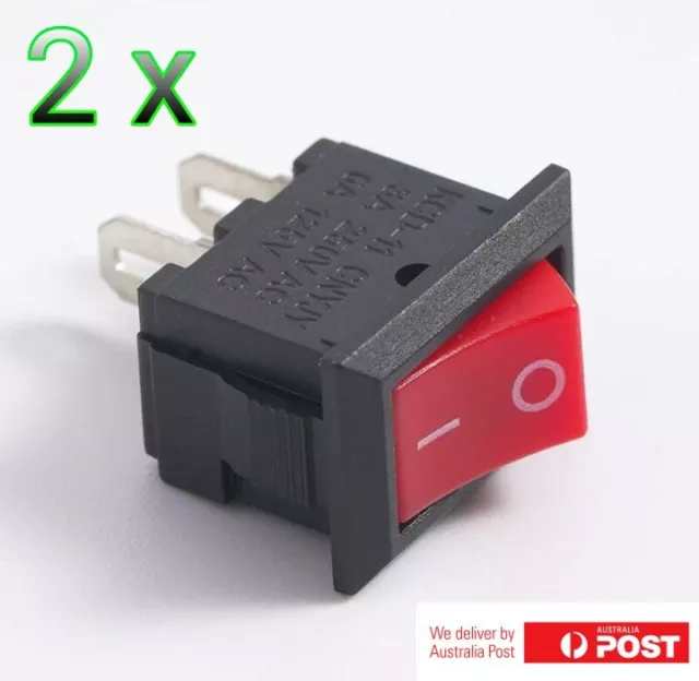 2Pcs x 2 Pin 12V Car Boat  Light ON/OFF Rocker Toggle Switch -Red buttton