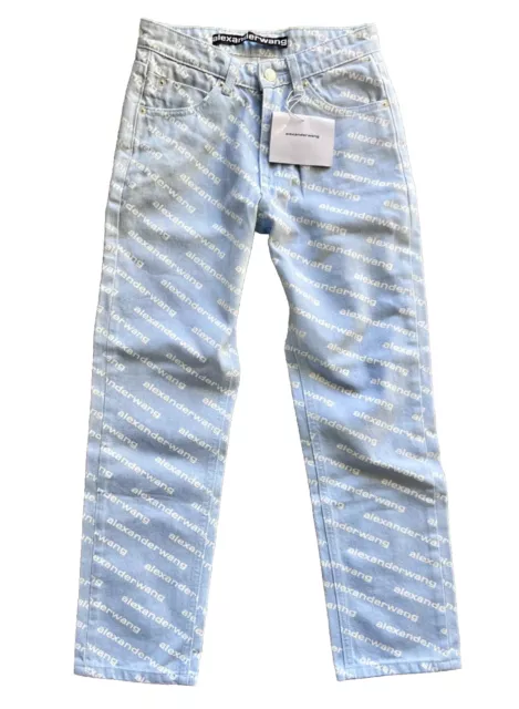 NWT‼️ALEXANDER WANG⚡️"Bite" Logo print midrise cropped straight jeans size 25