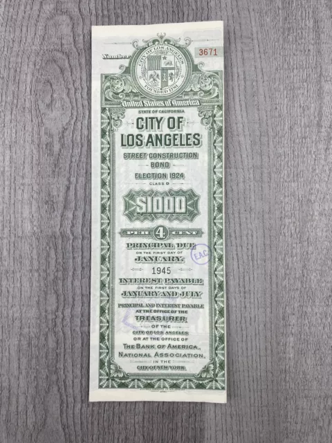 1924 California City of Los Angeles - Street Construction Bond Election 1924