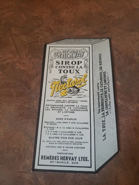 vtg advertising ink blotter Dr-Hervay sirop syrup St-Basile Quebec