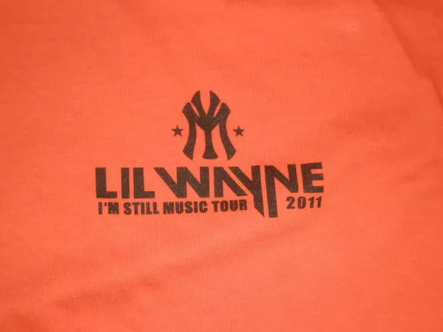 Lil Wayne New York Yankees I'm Still Tour 2011 Concert Orange T-Shirt Mens 2XL