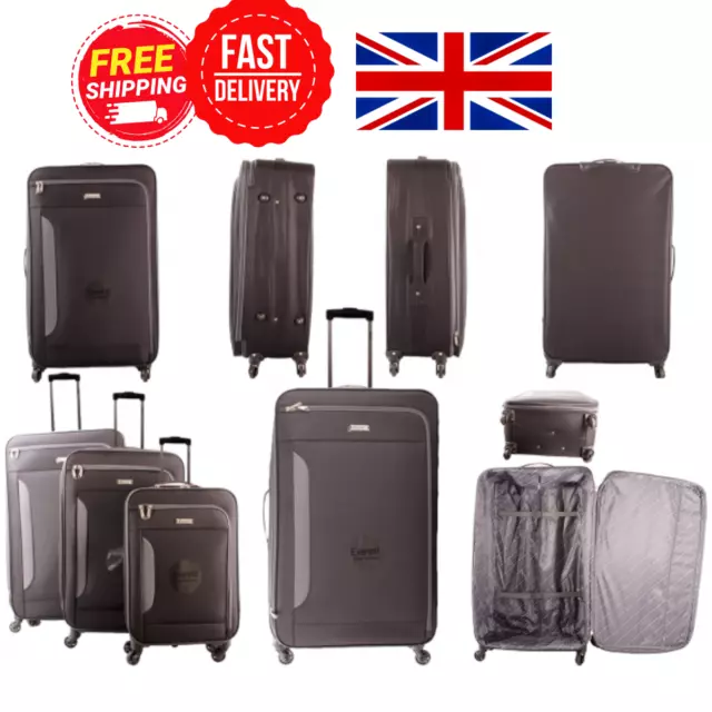 Set Of 3 Luggage Suitcase Lightweight Trolley Travel Cabin Case 4 Wheel - Black