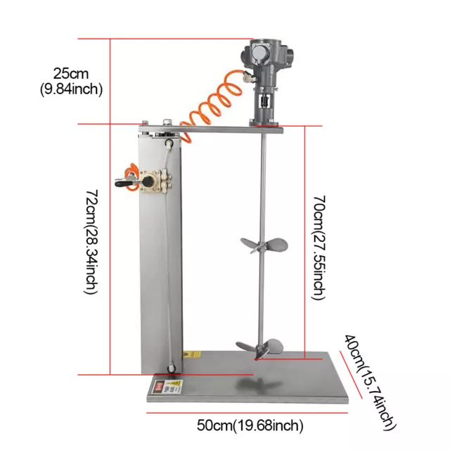 100L Pneumatic Chemicals Mixer Air Lifting Blender Agitator Mixing Machine 1/2Hp 3