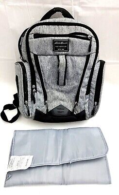 Eddie Bauer Baby Diaper Bag First Adventure Backpack Gray Black Nylon Pockets