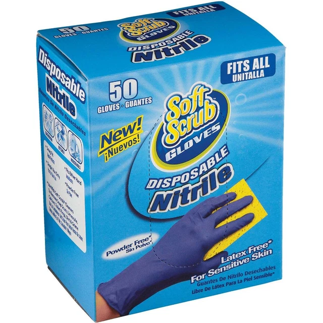 Soft Scrub 1 Size Fits All Nitrile Disposable Glove (50-Pack) 11150-16 Pack of