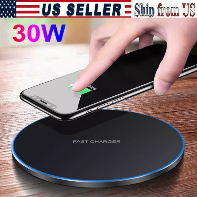 30W Qi Wireless Charger Mat Pad Fast Charging or Universal Mobile at Home Office
