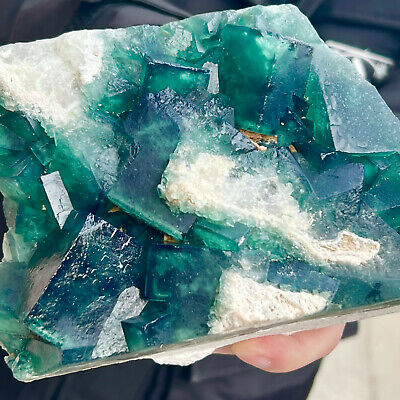 4.29LB Natural super beautiful green fluorite crystal ore standard sample FD26