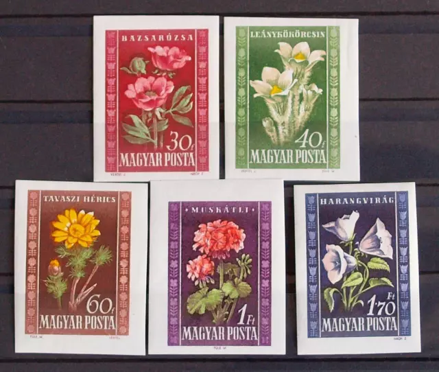 HUNGARY 1950 FLORA, Cpl XF ImPerforated MNH ** Set, Nature Plants, Flowers Herbs