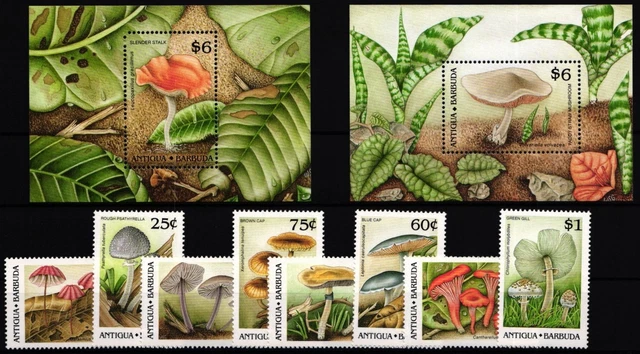 Antigua Barbuda 1258-1265 and Block 162 and 163 Mint Mushrooms #JA178