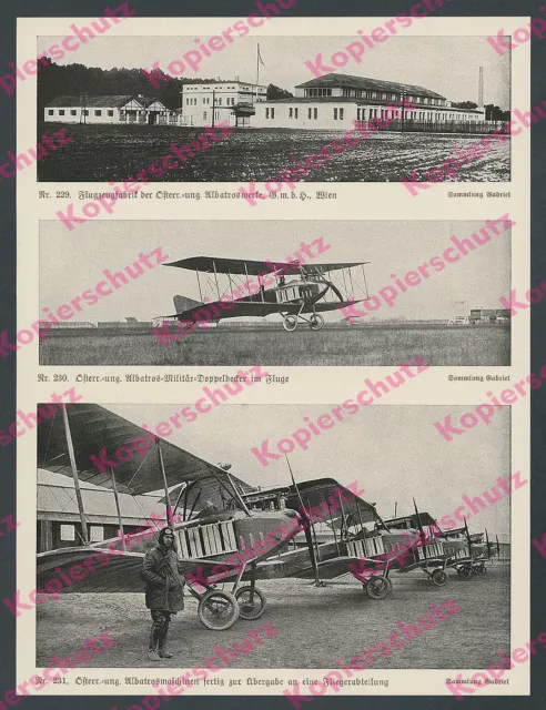 orig Fototafel Albatroswerke Fabrik Wien-Stadlau K.u.K. Luftwaffe Flugzeuge 1915