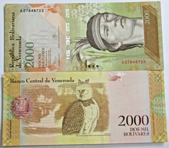 Billete de 2000 Bolivares año 2016 de Venezuela