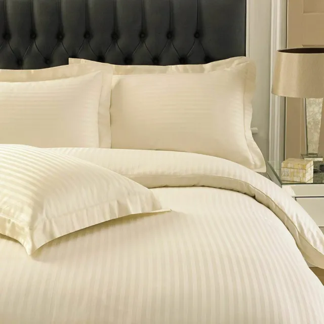 Luxury Hotel Quality 100% Egyptian Cotton Satin Stripe Duvet Cover Set Bedding