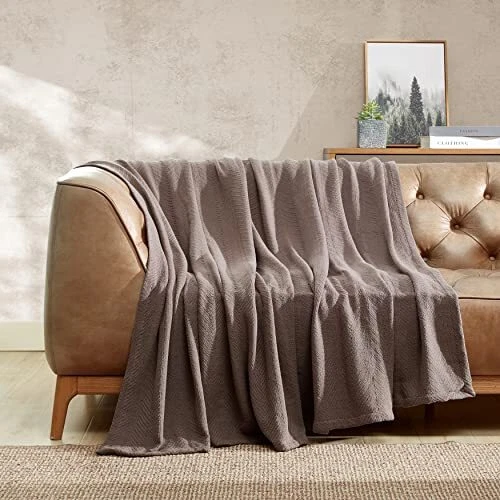 Home | Herringbone Collection Blanket-100% Cotton Lightweight & Breathable Ma...