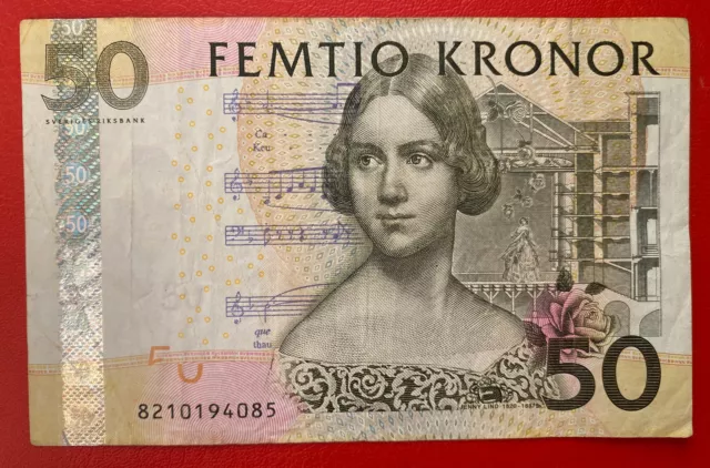 🇸🇪 Schweden 50 Kronor Kronen Banknote 2001 Jenny Lind