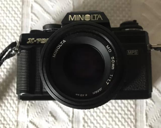 vtg MINOLTA X-700 35mm SLR FILM CAMERA MD 50mm 1:1.7 LENS Manual Winder Flash