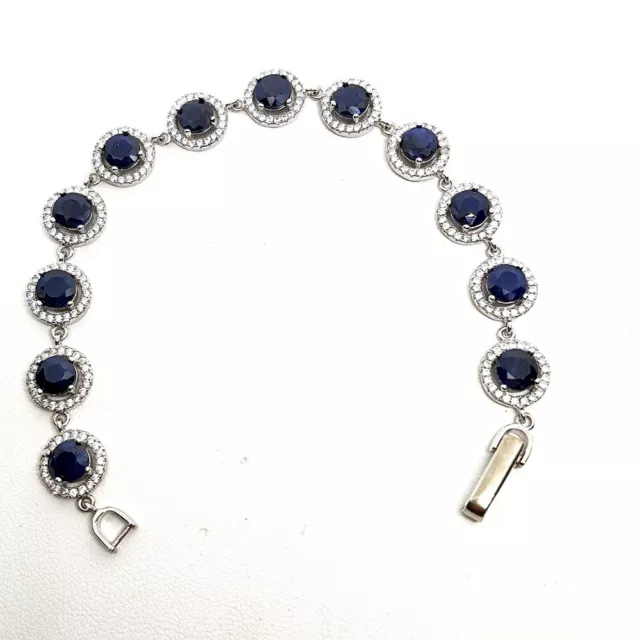Bracelet Natural Blue Sapphire gemstone 925 STERLING SILVER Round line Tennis 3