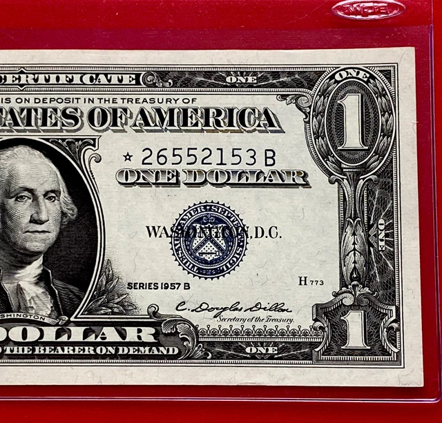 1957 B STAR NOTE  $1 Dollar Silver Certificate (Blue Seal) Uncirculated