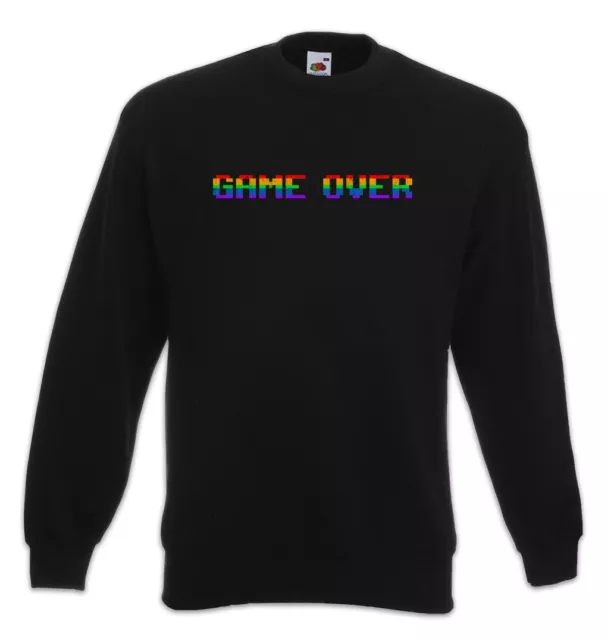 Game Over Rainbow Sweatshirt Pullover Gamer Gaming Games Arcade Fun Nerd Coder