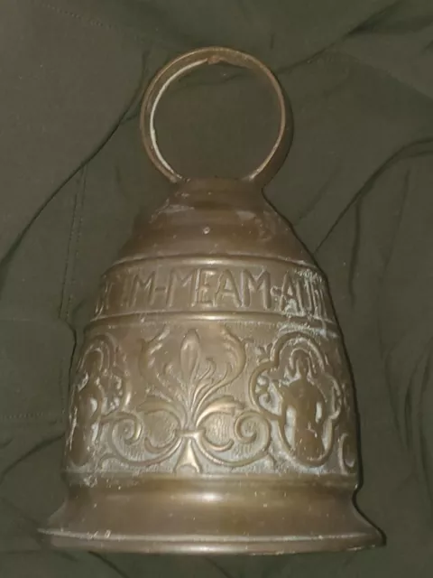 Vintage Solid Brass Monestary Bell Qui Me Tangit Vocem Meam Audit Heavy Ornate