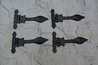 Vintage Cast iron gate door hinges Vintage french head barn rusty 4 pcs