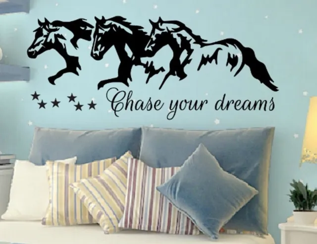 Chase Your Dreams w Horses and Stars Wall Vinyl Decal Sticker Nursery Motivation
