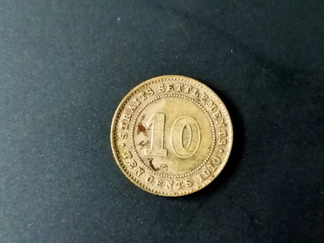 Straits Settlements 10 cents 1910 Edward VII en argent