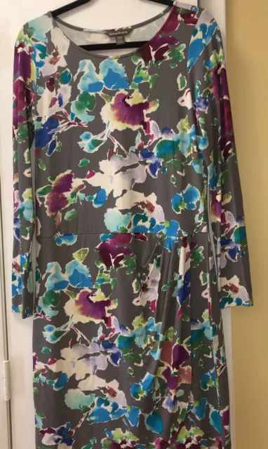 Tommy Bahama SZ M Women's Abissi Violets Stretch  Dress Floral Print Long Sleeve