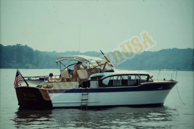 Vtg 1983 Slide Wooden Boat on Lake X6Q159