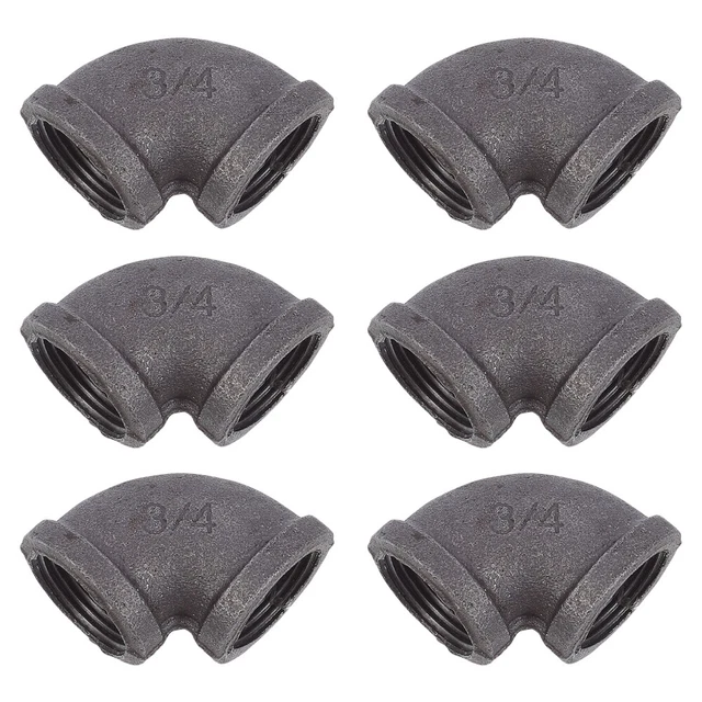 6 Pcs Iron Cast Pipe Fittings Furniture Elbow Sma Connectors