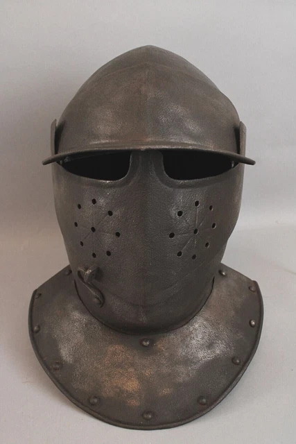 Helmet Antique 19thC Hand Forged Armor Iron 16thC Soldiers Helmet, Grand Tour
