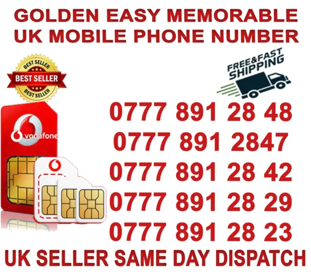 GOLDEN EASY MEMORABLE UK VIP MOBILE PHONE  NUMBER ( Vodafone Network) b 53