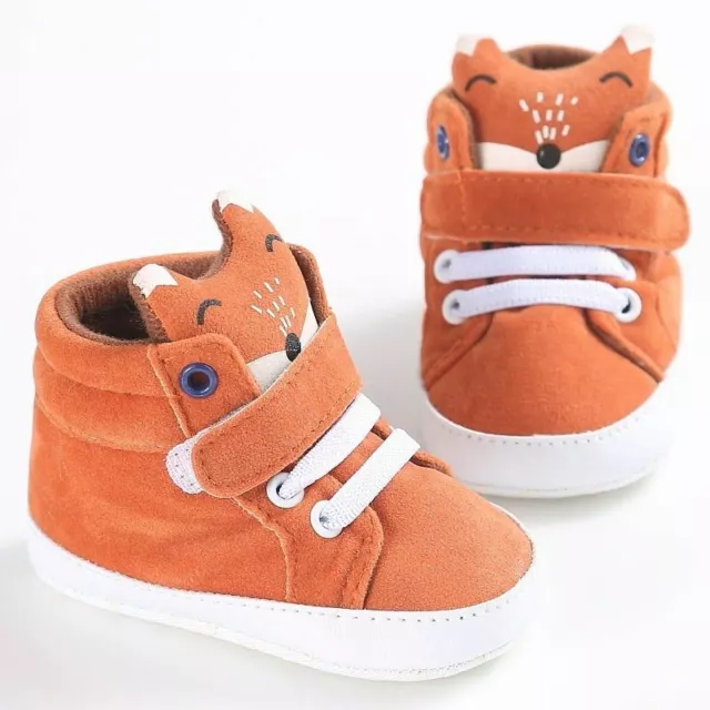 Hiver Garçon Fille Bébé Crib Chaussures Enfant Fox Tête Lacets Premier Walker