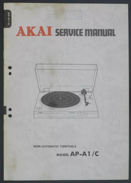 Original AKAI AP-A1/C Turntable Service Manual/Diagram/Parts List o159