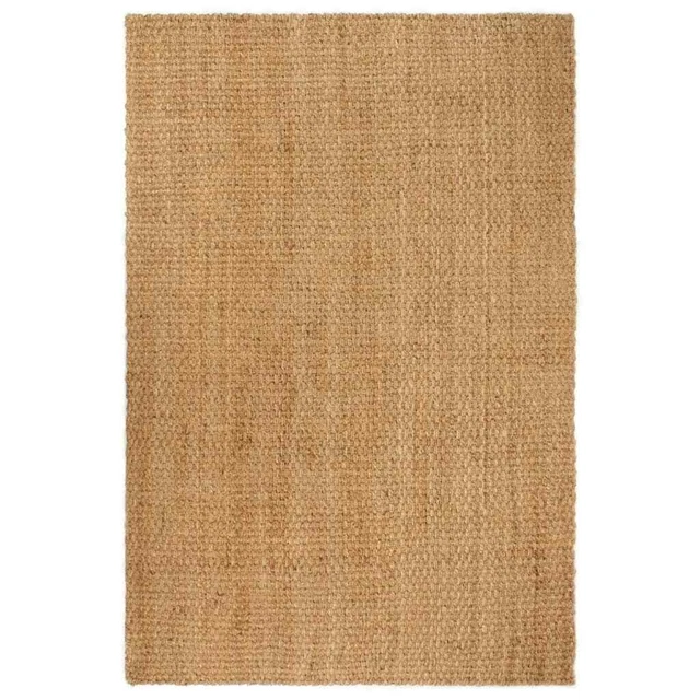 160x230cm Natural Rectangular Knit Pattern Jute Rug Floor Mat Living Room Carpet