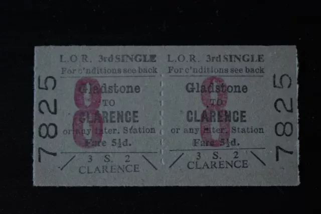 Liverpool Overhead Railway Ticket LOR GLADSTONE to CLARENCE No 7825