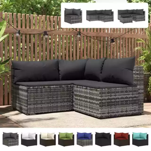 Garten Ecksofa mit Kissen Poly Rattan Gartenmöbel mehrere Auswahl vidaXL