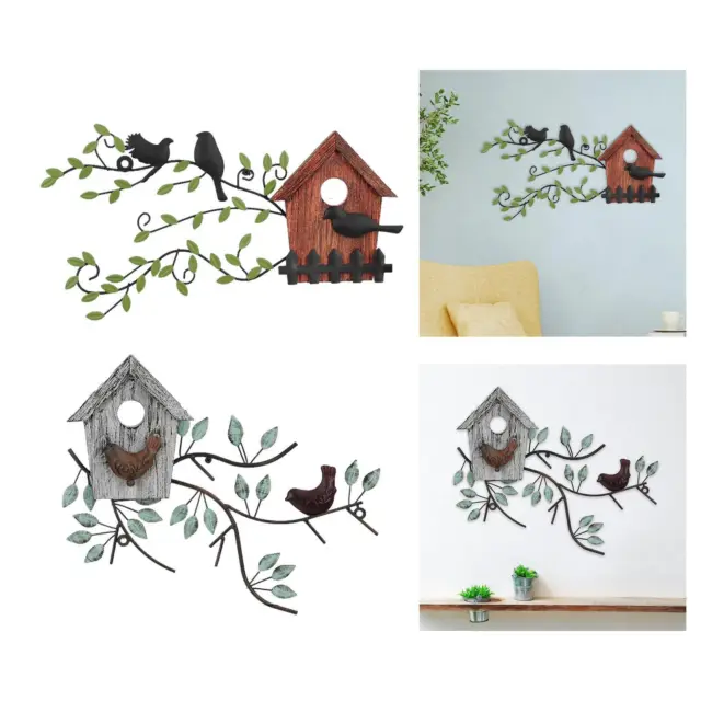 Metall-Vögel-Wanddekoration, Vogelhaus-Wandkunst, hängende Dekorationen für