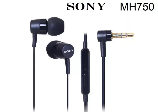 Sony MH750 Stereo Dynamic Black Right Angle Earbuds Headphones Earphones & Mic