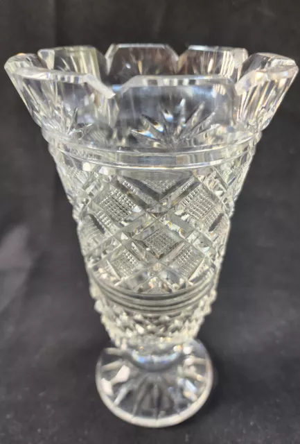 Signed Waterford Hand Cut crystal vase Irish Crystal Georgian strawberry