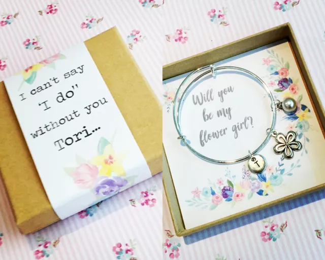 Will You Be My Flower Girl Bracelet! Comes With Personalised Gift Box & Sleeve!