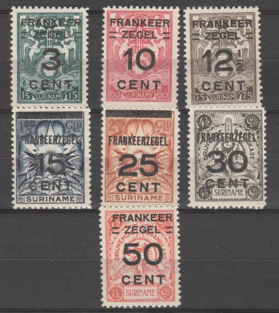 Suriname 1927 NVPH 130-136 Re-issued Brandkast (Safe) 0verprint MNH