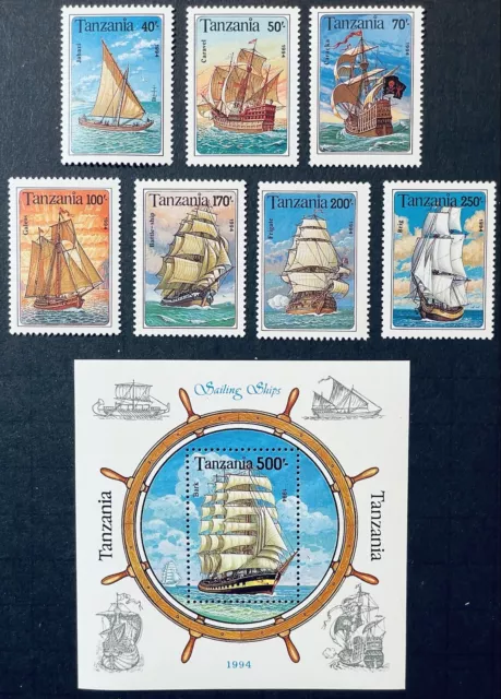 Tanzania Sailing Ships Stamps Set + S/S 1994 Mnh Battle Ship Boat Sea Vessel