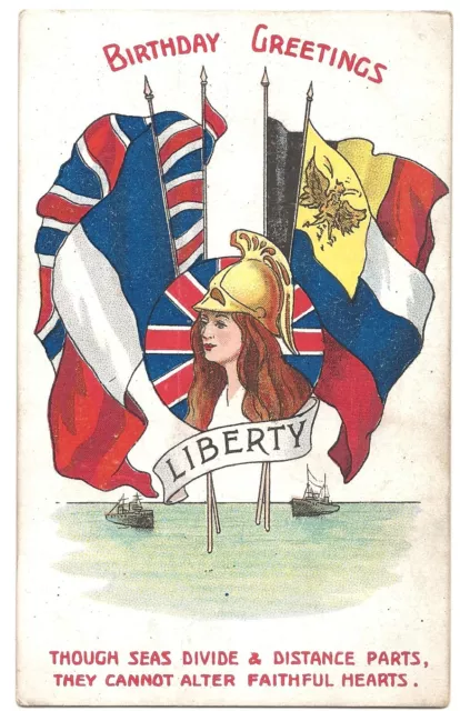 WWI Patriotic birthday greetings postcard