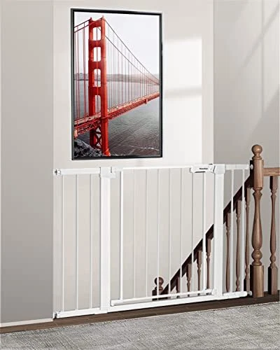 29.7"-46" Safety Baby Gate for Stairs, Auto Close Pressure Mounted Easy Walk