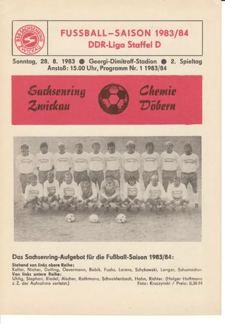 DDR-Liga 83/84 BSG Sachsenring Zwickau - BSG Chemie Döbern, 28.08.1983