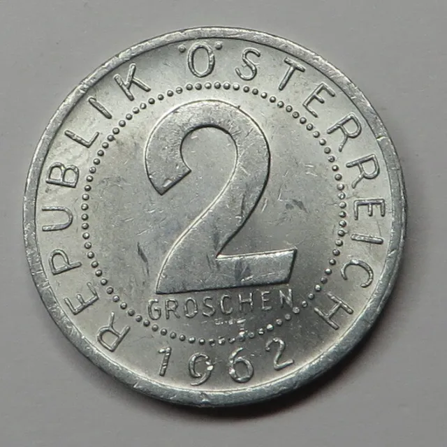 Austria 2 Groschen 1962 Aluminum KM#2876
