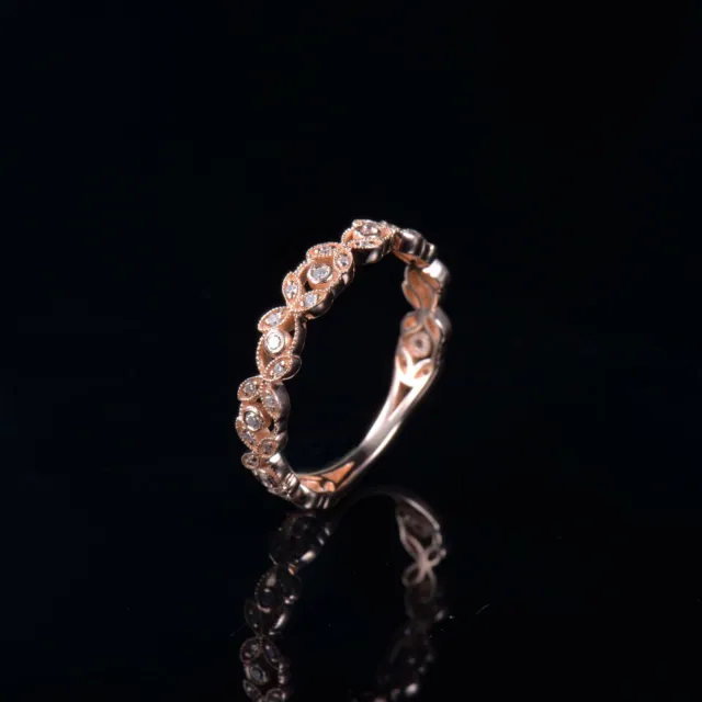 Eternity Band Natural Diamond Ring Solid 14K Rose Gold Ring Size 7